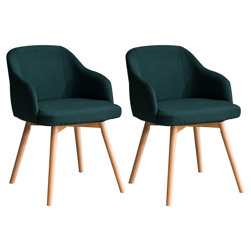 Scandinavian Upholstered Home Arm Chair Solid Back Matte Finish Dining Chair Dark Green Set of 2 Clearhalo 'Dining Chairs' 'Dining Tables & Seating' 'dining_chair' 'Furniture' 'furniture_dining_chair' 'Kitchen & Dining Furniture' 4746224