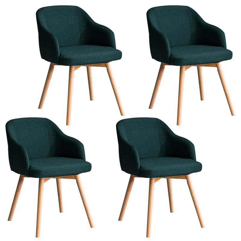 Scandinavian Upholstered Home Arm Chair Solid Back Matte Finish Dining Chair Dark Green Set of 4 Clearhalo 'Dining Chairs' 'Dining Tables & Seating' 'dining_chair' 'Furniture' 'furniture_dining_chair' 'Kitchen & Dining Furniture' 4746225