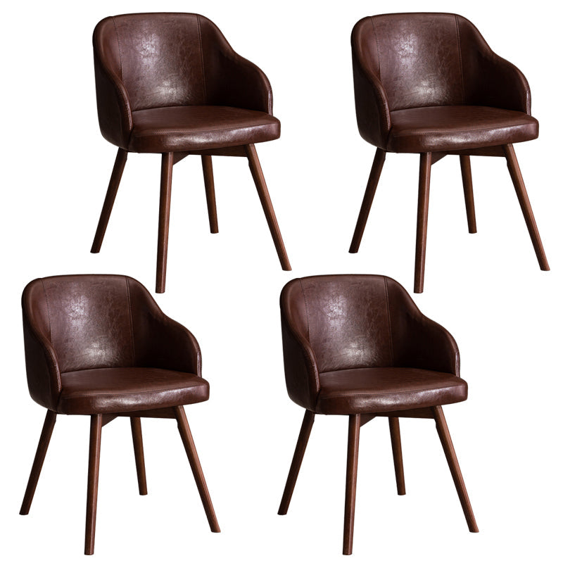 Scandinavian Upholstered Home Arm Chair Solid Back Matte Finish Dining Chair Dark Coffee Set of 4 Clearhalo 'Dining Chairs' 'Dining Tables & Seating' 'dining_chair' 'Furniture' 'furniture_dining_chair' 'Kitchen & Dining Furniture' 4746228