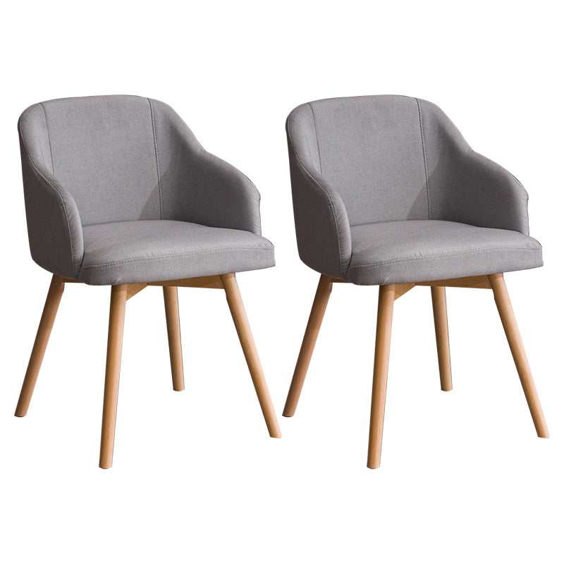 Scandinavian Upholstered Home Arm Chair Solid Back Matte Finish Dining Chair Silver Gray Set of 2 Clearhalo 'Dining Chairs' 'Dining Tables & Seating' 'dining_chair' 'Furniture' 'furniture_dining_chair' 'Kitchen & Dining Furniture' 4746230