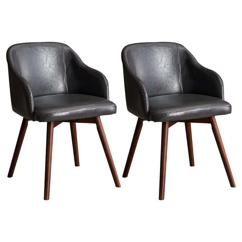 Scandinavian Upholstered Home Arm Chair Solid Back Matte Finish Dining Chair Smoke Gray Set of 2 Clearhalo 'Dining Chairs' 'Dining Tables & Seating' 'dining_chair' 'Furniture' 'furniture_dining_chair' 'Kitchen & Dining Furniture' 4746233