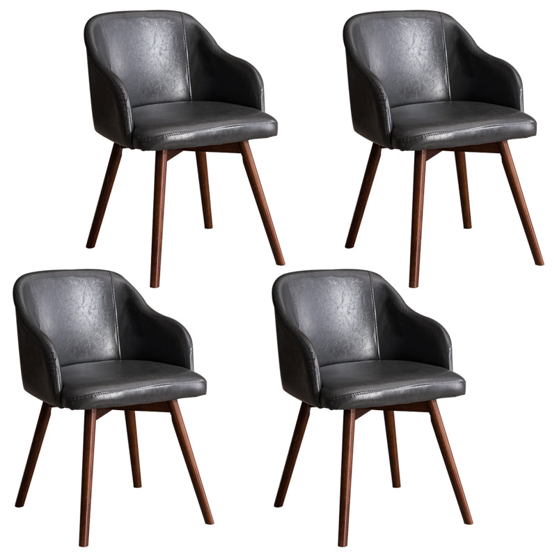 Scandinavian Upholstered Home Arm Chair Solid Back Matte Finish Dining Chair Smoke Gray Set of 4 Clearhalo 'Dining Chairs' 'Dining Tables & Seating' 'dining_chair' 'Furniture' 'furniture_dining_chair' 'Kitchen & Dining Furniture' 4746234