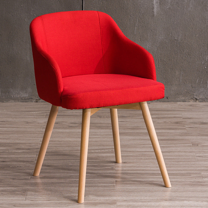 Scandinavian Upholstered Home Arm Chair Solid Back Matte Finish Dining Chair Red 1 Piece Clearhalo 'Dining Chairs' 'Dining Tables & Seating' 'dining_chair' 'Furniture' 'furniture_dining_chair' 'Kitchen & Dining Furniture' 4746235