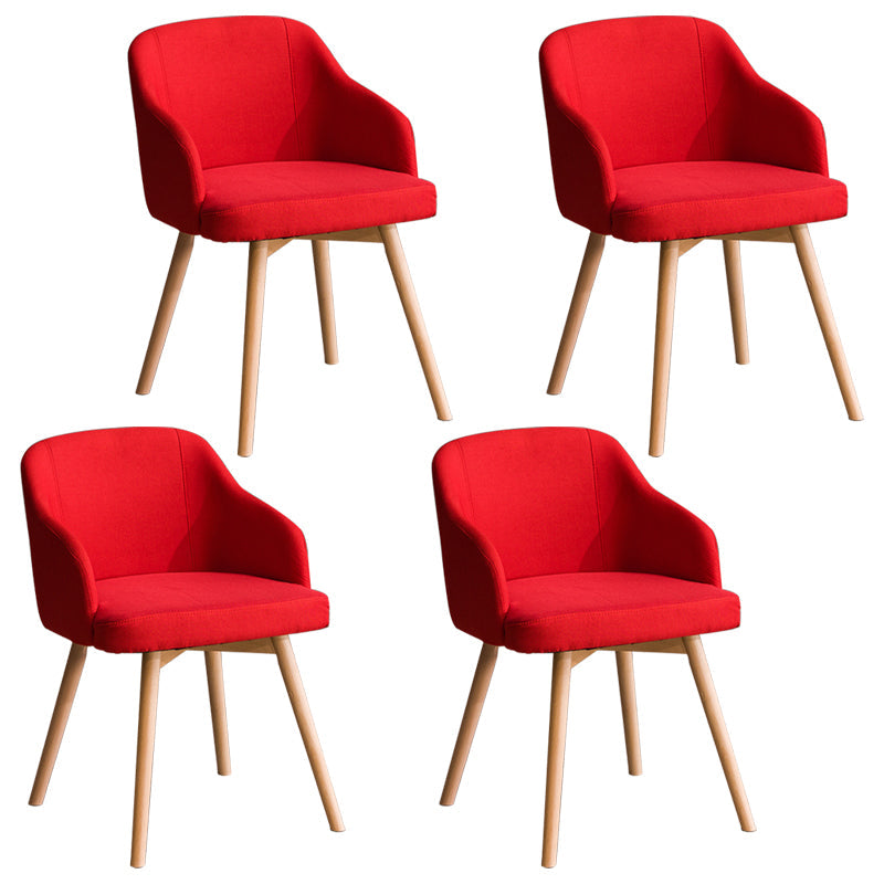 Scandinavian Upholstered Home Arm Chair Solid Back Matte Finish Dining Chair Red Set of 4 Clearhalo 'Dining Chairs' 'Dining Tables & Seating' 'dining_chair' 'Furniture' 'furniture_dining_chair' 'Kitchen & Dining Furniture' 4746237