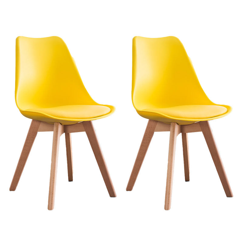 Contemporary Kitchen Chair Dining Armless Chairs with Wooden Legs Yellow Set of 2 Clearhalo 'Dining Chairs' 'Dining Tables & Seating' 'dining_chair' 'Furniture' 'furniture_dining_chair' 'Kitchen & Dining Furniture' 4746246