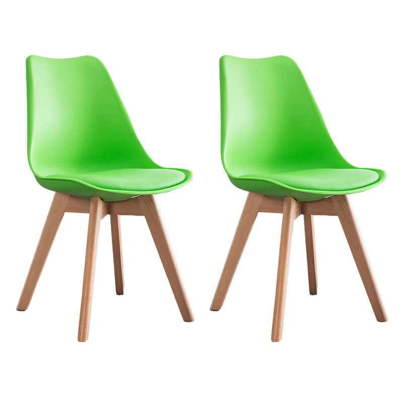 Contemporary Kitchen Chair Dining Armless Chairs with Wooden Legs Green Set of 2 Clearhalo 'Dining Chairs' 'Dining Tables & Seating' 'dining_chair' 'Furniture' 'furniture_dining_chair' 'Kitchen & Dining Furniture' 4746247