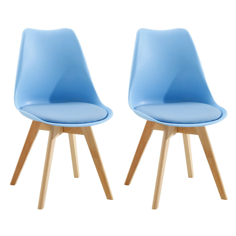 Contemporary Kitchen Chair Dining Armless Chairs with Wooden Legs Sky Blue Set of 2 Clearhalo 'Dining Chairs' 'Dining Tables & Seating' 'dining_chair' 'Furniture' 'furniture_dining_chair' 'Kitchen & Dining Furniture' 4746249