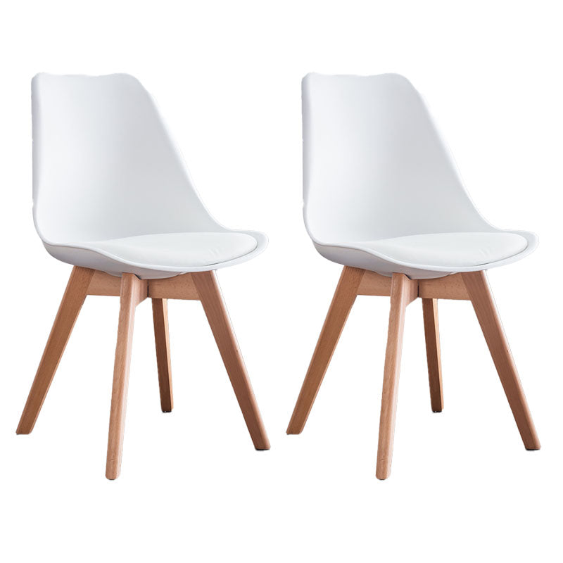 Contemporary Kitchen Chair Dining Armless Chairs with Wooden Legs White Set of 2 Clearhalo 'Dining Chairs' 'Dining Tables & Seating' 'dining_chair' 'Furniture' 'furniture_dining_chair' 'Kitchen & Dining Furniture' 4746252