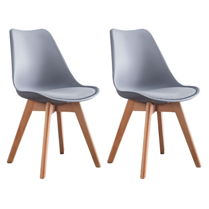 Contemporary Kitchen Chair Dining Armless Chairs with Wooden Legs Grey Set of 2 Clearhalo 'Dining Chairs' 'Dining Tables & Seating' 'dining_chair' 'Furniture' 'furniture_dining_chair' 'Kitchen & Dining Furniture' 4746253