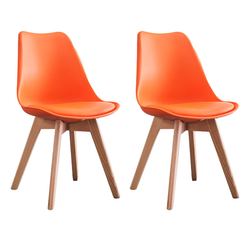 Contemporary Kitchen Chair Dining Armless Chairs with Wooden Legs Orange-Red Set of 2 Clearhalo 'Dining Chairs' 'Dining Tables & Seating' 'dining_chair' 'Furniture' 'furniture_dining_chair' 'Kitchen & Dining Furniture' 4746255