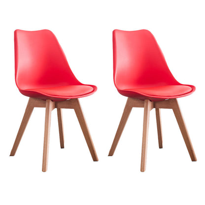 Contemporary Kitchen Chair Dining Armless Chairs with Wooden Legs Red Set of 2 Clearhalo 'Dining Chairs' 'Dining Tables & Seating' 'dining_chair' 'Furniture' 'furniture_dining_chair' 'Kitchen & Dining Furniture' 4746259