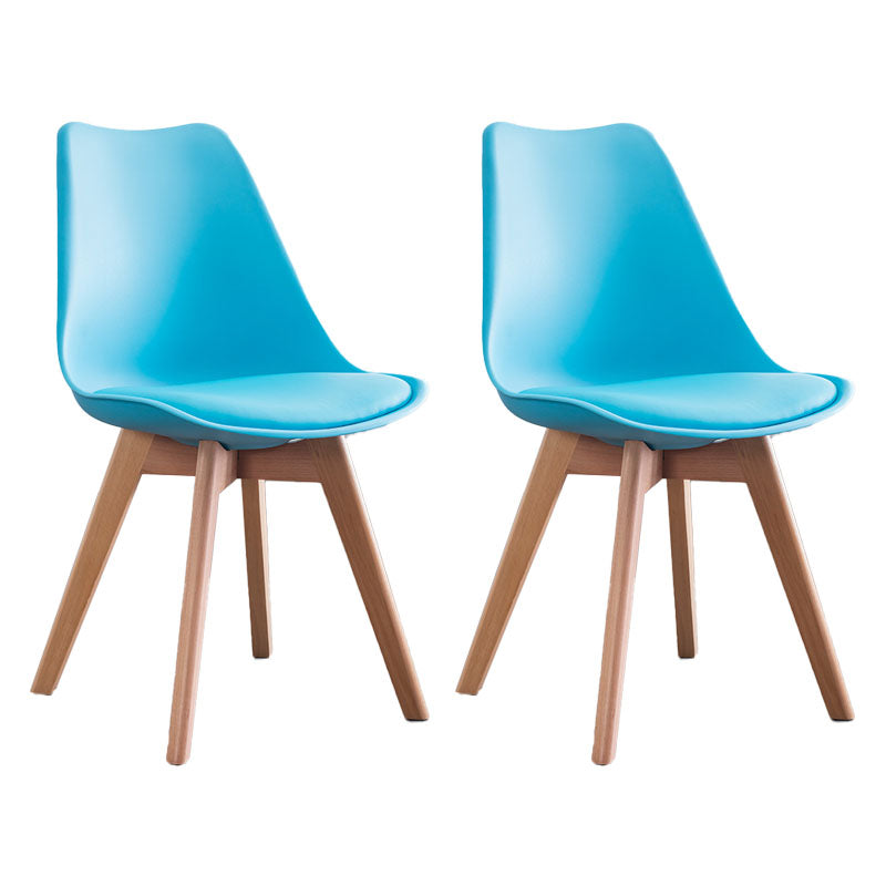 Contemporary Kitchen Chair Dining Armless Chairs with Wooden Legs Blue Set of 2 Clearhalo 'Dining Chairs' 'Dining Tables & Seating' 'dining_chair' 'Furniture' 'furniture_dining_chair' 'Kitchen & Dining Furniture' 4746261