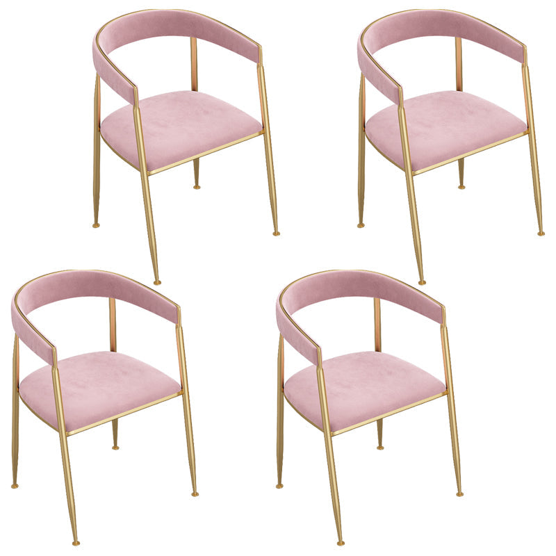 Nordic Design Open Back Side Chair Luxury Dining Fabric Side Chair Pink 4 Piece Set Clearhalo 'Dining Chairs' 'Dining Tables & Seating' 'dining_chair' 'furn' 'furn_dining_chair' 'Furniture' 'furniture_dining_chair' 'Kitchen & Dining Furniture' 4746270
