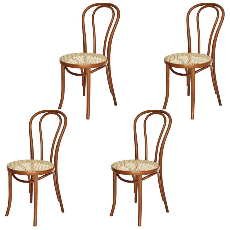 Traditional Ash Open Side Chair Matte Finish Wood Dining Chair Beige-Coffee 4 Piece Set Clearhalo 'Dining Chairs' 'Dining Tables & Seating' 'dining_chair' 'furn' 'furn_dining_chair' 'Furniture' 'furniture_dining_chair' 'Kitchen & Dining Furniture' 4746310