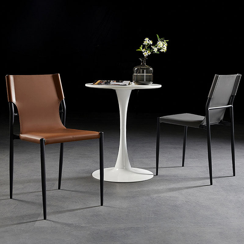 Industrial Style Armless Solid Back Chair Leather Dining Chairs Clearhalo 'Dining Chairs' 'Dining Tables & Seating' 'dining_chair' 'furn' 'furn_dining_chair' 'Furniture' 'furniture_dining_chair' 'Kitchen & Dining Furniture' 4746319