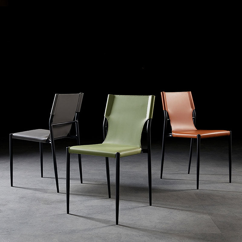 Industrial Style Armless Solid Back Chair Leather Dining Chairs Clearhalo 'Dining Chairs' 'Dining Tables & Seating' 'dining_chair' 'furn' 'furn_dining_chair' 'Furniture' 'furniture_dining_chair' 'Kitchen & Dining Furniture' 4746321