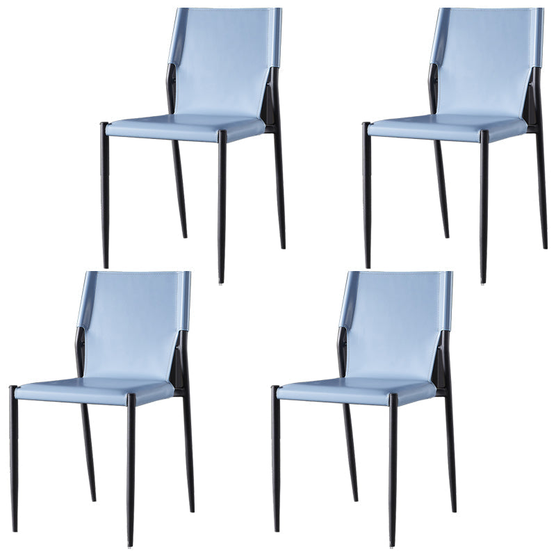 Industrial Style Armless Solid Back Chair Leather Dining Chairs Blue 4 Piece Set Clearhalo 'Dining Chairs' 'Dining Tables & Seating' 'dining_chair' 'furn' 'furn_dining_chair' 'Furniture' 'furniture_dining_chair' 'Kitchen & Dining Furniture' 4746323