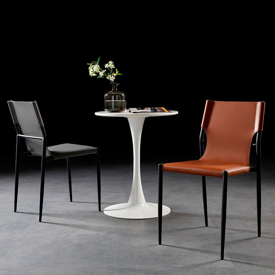 Industrial Style Armless Solid Back Chair Leather Dining Chairs Clearhalo 'Dining Chairs' 'Dining Tables & Seating' 'dining_chair' 'furn' 'furn_dining_chair' 'Furniture' 'furniture_dining_chair' 'Kitchen & Dining Furniture' 4746326