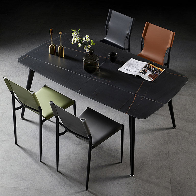 Industrial Style Armless Solid Back Chair Leather Dining Chairs Clearhalo 'Dining Chairs' 'Dining Tables & Seating' 'dining_chair' 'furn' 'furn_dining_chair' 'Furniture' 'furniture_dining_chair' 'Kitchen & Dining Furniture' 4746338