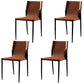 Industrial Style Armless Solid Back Chair Leather Dining Chairs Brown 4 Piece Set Clearhalo 'Dining Chairs' 'Dining Tables & Seating' 'dining_chair' 'furn' 'furn_dining_chair' 'Furniture' 'furniture_dining_chair' 'Kitchen & Dining Furniture' 4746341