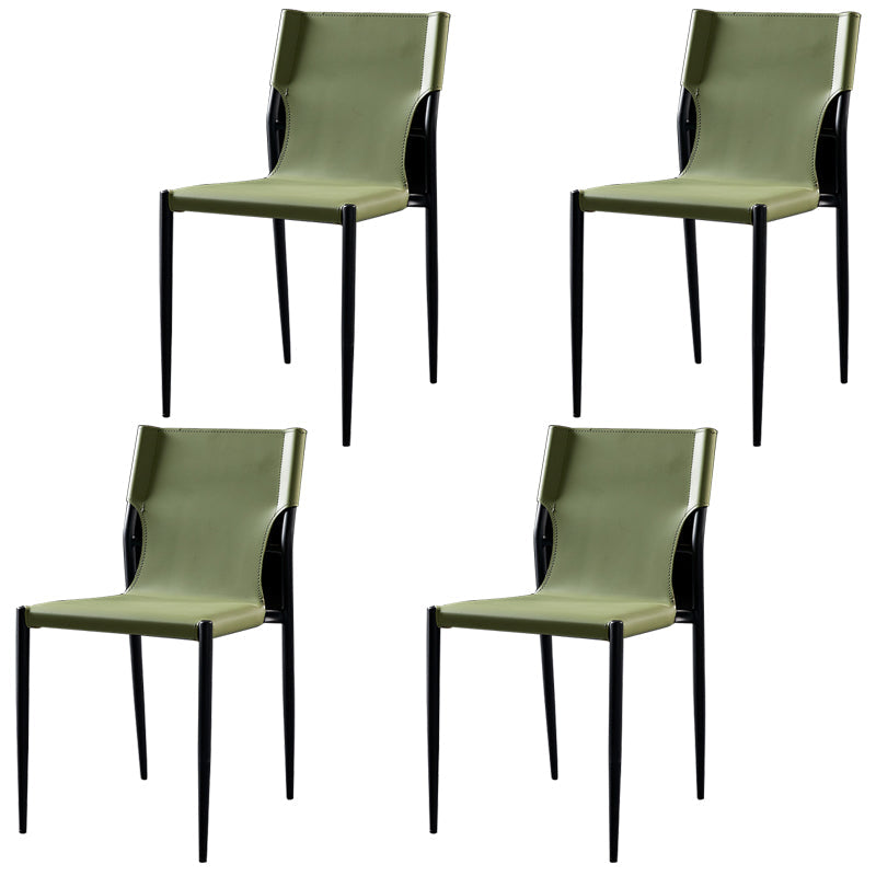 Industrial Style Armless Solid Back Chair Leather Dining Chairs Green 4 Piece Set Clearhalo 'Dining Chairs' 'Dining Tables & Seating' 'dining_chair' 'furn' 'furn_dining_chair' 'Furniture' 'furniture_dining_chair' 'Kitchen & Dining Furniture' 4746344