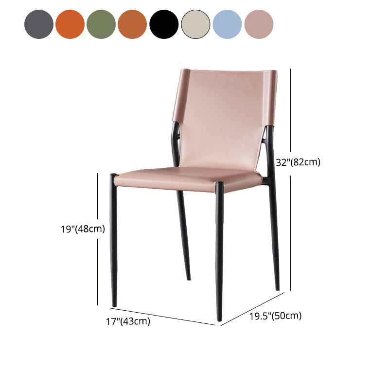 Industrial Style Armless Solid Back Chair Leather Dining Chairs Clearhalo 'Dining Chairs' 'Dining Tables & Seating' 'dining_chair' 'furn' 'furn_dining_chair' 'Furniture' 'furniture_dining_chair' 'Kitchen & Dining Furniture' 4746354