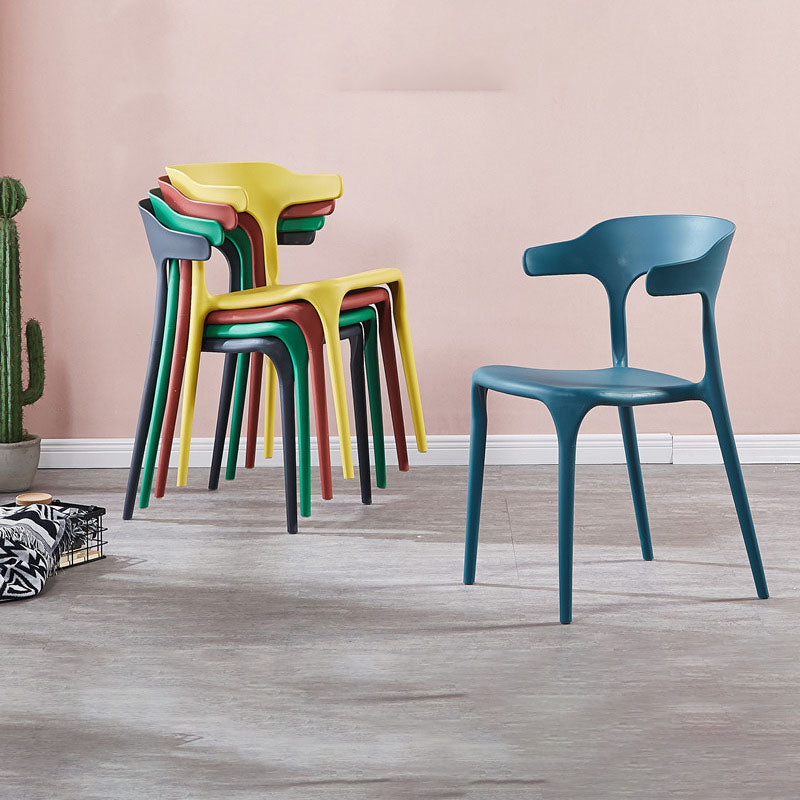 Contemporary Stackable Chairs Dining Open Back Armless Chairs with Plastic Legs Clearhalo 'Dining Chairs' 'Dining Tables & Seating' 'dining_chair' 'furn' 'furn_dining_chair' 'Furniture' 'furniture_dining_chair' 'Kitchen & Dining Furniture' 4746355