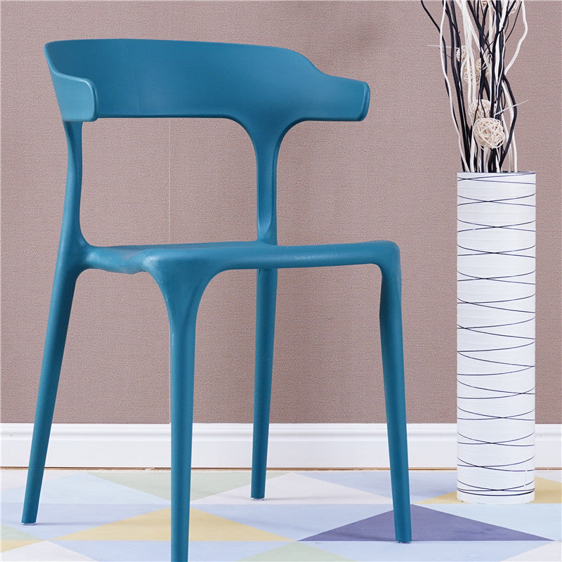 Contemporary Stackable Chairs Dining Open Back Armless Chairs with Plastic Legs Blue 1 Piece Clearhalo 'Dining Chairs' 'Dining Tables & Seating' 'dining_chair' 'furn' 'furn_dining_chair' 'Furniture' 'furniture_dining_chair' 'Kitchen & Dining Furniture' 4746356