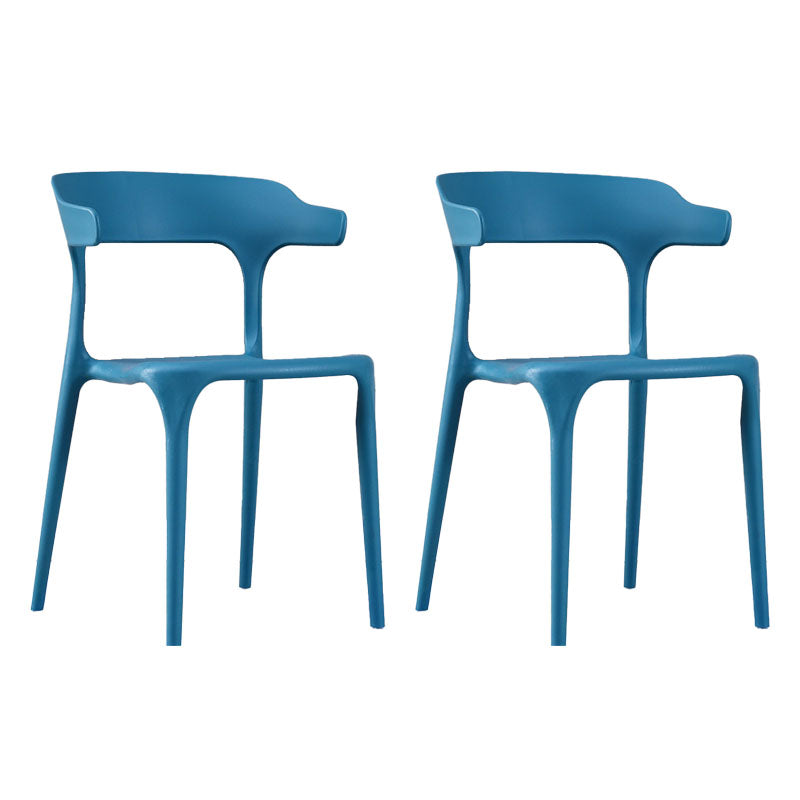 Contemporary Stackable Chairs Dining Open Back Armless Chairs with Plastic Legs Blue 2 Piece Set Clearhalo 'Dining Chairs' 'Dining Tables & Seating' 'dining_chair' 'furn' 'furn_dining_chair' 'Furniture' 'furniture_dining_chair' 'Kitchen & Dining Furniture' 4746357