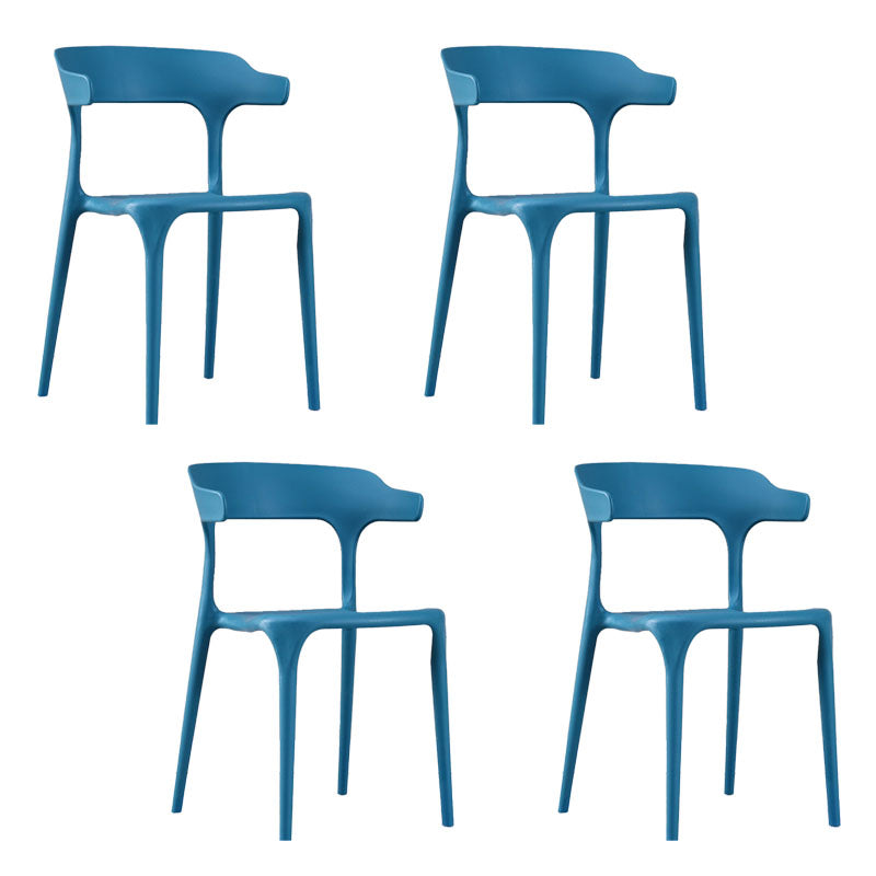 Contemporary Stackable Chairs Dining Open Back Armless Chairs with Plastic Legs Blue 4 Piece Set Clearhalo 'Dining Chairs' 'Dining Tables & Seating' 'dining_chair' 'furn' 'furn_dining_chair' 'Furniture' 'furniture_dining_chair' 'Kitchen & Dining Furniture' 4746360