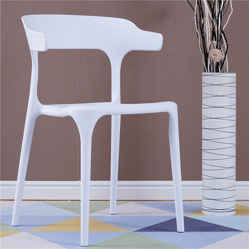 Contemporary Stackable Chairs Dining Open Back Armless Chairs with Plastic Legs White 1 Piece Clearhalo 'Dining Chairs' 'Dining Tables & Seating' 'dining_chair' 'furn' 'furn_dining_chair' 'Furniture' 'furniture_dining_chair' 'Kitchen & Dining Furniture' 4746368