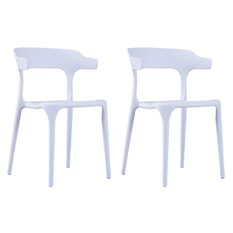 Contemporary Stackable Chairs Dining Open Back Armless Chairs with Plastic Legs White 2 Piece Set Clearhalo 'Dining Chairs' 'Dining Tables & Seating' 'dining_chair' 'furn' 'furn_dining_chair' 'Furniture' 'furniture_dining_chair' 'Kitchen & Dining Furniture' 4746370