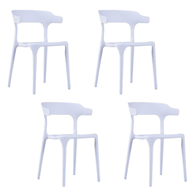 Contemporary Stackable Chairs Dining Open Back Armless Chairs with Plastic Legs White 4 Piece Set Clearhalo 'Dining Chairs' 'Dining Tables & Seating' 'dining_chair' 'furn' 'furn_dining_chair' 'Furniture' 'furniture_dining_chair' 'Kitchen & Dining Furniture' 4746371