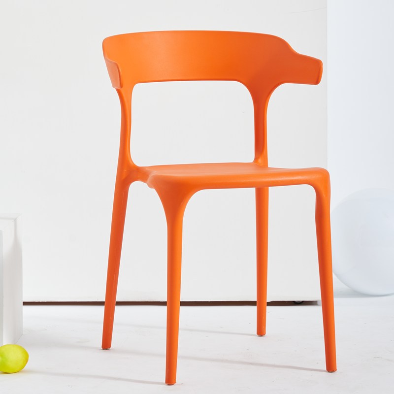 Contemporary Stackable Chairs Dining Open Back Armless Chairs with Plastic Legs Orange 1 Piece Clearhalo 'Dining Chairs' 'Dining Tables & Seating' 'dining_chair' 'furn' 'furn_dining_chair' 'Furniture' 'furniture_dining_chair' 'Kitchen & Dining Furniture' 4746373