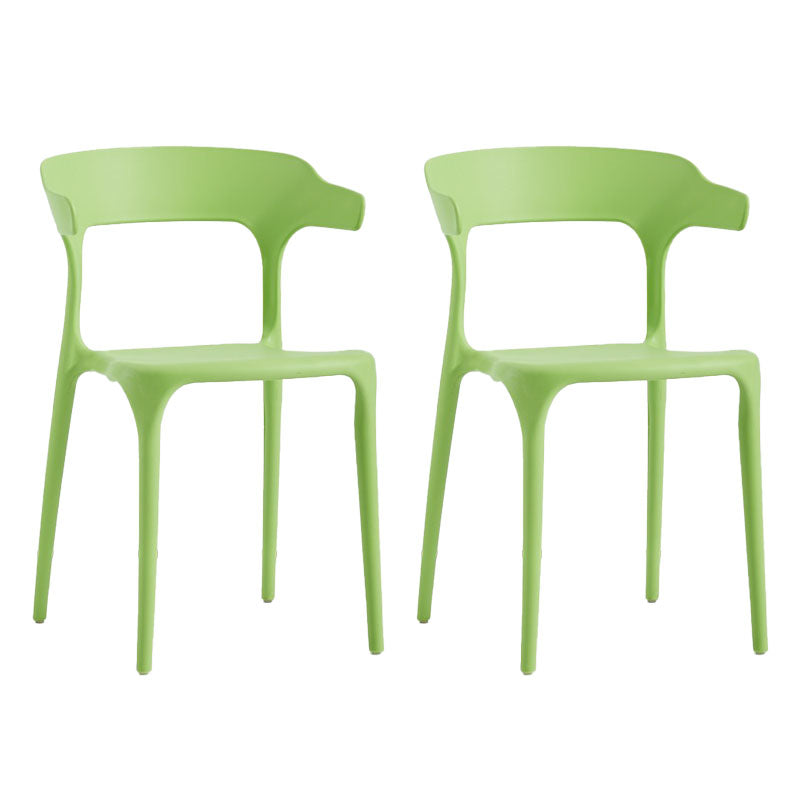Contemporary Stackable Chairs Dining Open Back Armless Chairs with Plastic Legs Lemon Green 2 Piece Set Clearhalo 'Dining Chairs' 'Dining Tables & Seating' 'dining_chair' 'furn' 'furn_dining_chair' 'Furniture' 'furniture_dining_chair' 'Kitchen & Dining Furniture' 4746377