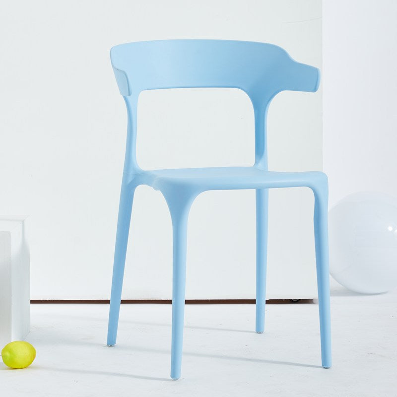 Contemporary Stackable Chairs Dining Open Back Armless Chairs with Plastic Legs Light Blue 1 Piece Clearhalo 'Dining Chairs' 'Dining Tables & Seating' 'dining_chair' 'furn' 'furn_dining_chair' 'Furniture' 'furniture_dining_chair' 'Kitchen & Dining Furniture' 4746379
