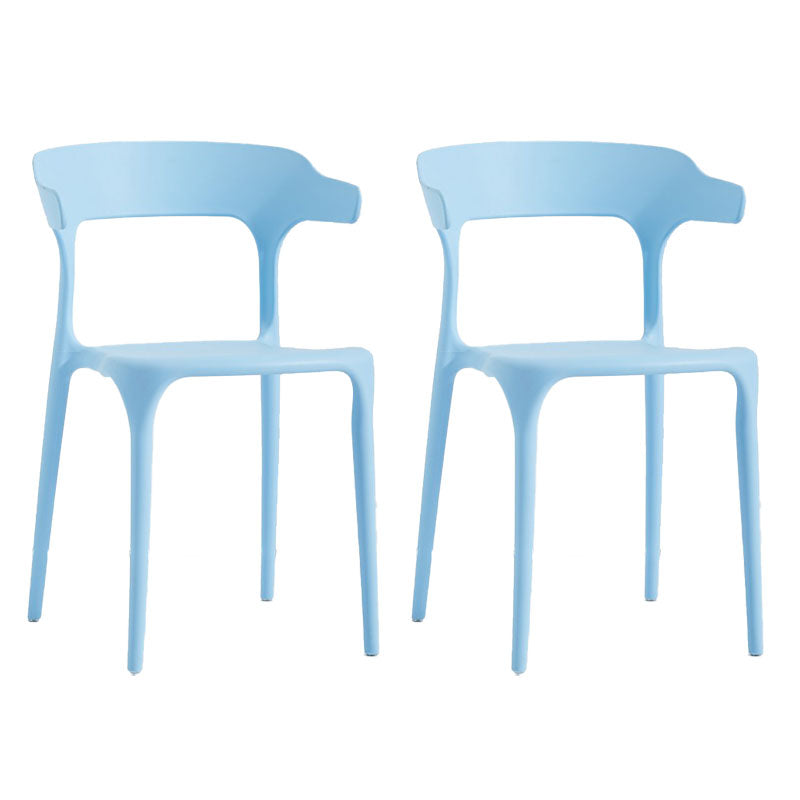 Contemporary Stackable Chairs Dining Open Back Armless Chairs with Plastic Legs Light Blue 2 Piece Set Clearhalo 'Dining Chairs' 'Dining Tables & Seating' 'dining_chair' 'furn' 'furn_dining_chair' 'Furniture' 'furniture_dining_chair' 'Kitchen & Dining Furniture' 4746380