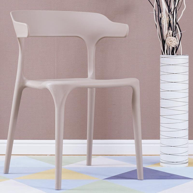 Contemporary Stackable Chairs Dining Open Back Armless Chairs with Plastic Legs Camel 1 Piece Clearhalo 'Dining Chairs' 'Dining Tables & Seating' 'dining_chair' 'furn' 'furn_dining_chair' 'Furniture' 'furniture_dining_chair' 'Kitchen & Dining Furniture' 4746382