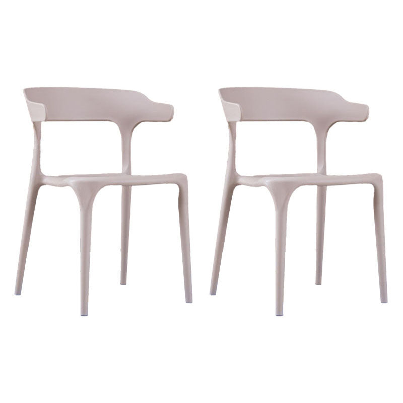 Contemporary Stackable Chairs Dining Open Back Armless Chairs with Plastic Legs Camel 2 Piece Set Clearhalo 'Dining Chairs' 'Dining Tables & Seating' 'dining_chair' 'furn' 'furn_dining_chair' 'Furniture' 'furniture_dining_chair' 'Kitchen & Dining Furniture' 4746383