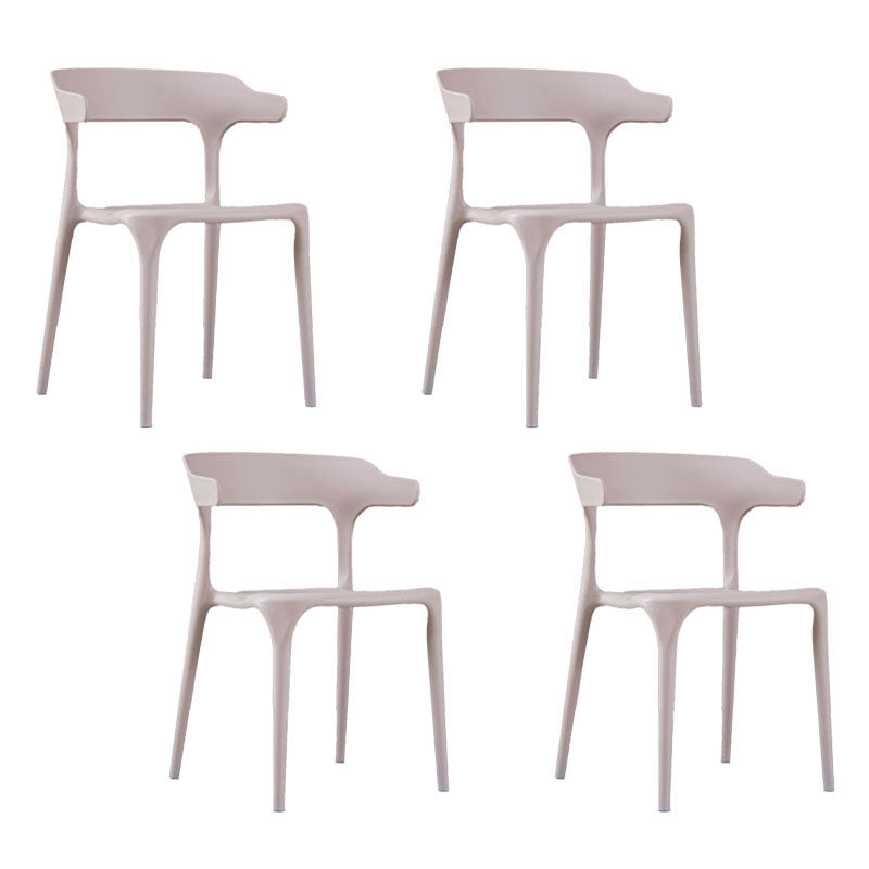 Contemporary Stackable Chairs Dining Open Back Armless Chairs with Plastic Legs Camel 4 Piece Set Clearhalo 'Dining Chairs' 'Dining Tables & Seating' 'dining_chair' 'furn' 'furn_dining_chair' 'Furniture' 'furniture_dining_chair' 'Kitchen & Dining Furniture' 4746384
