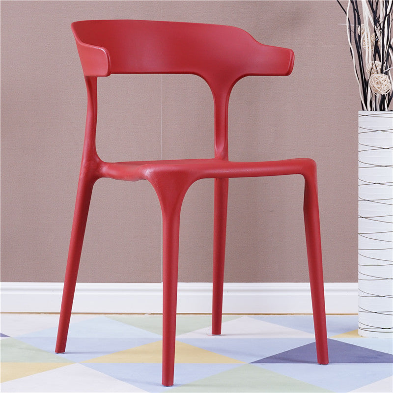 Contemporary Stackable Chairs Dining Open Back Armless Chairs with Plastic Legs Red 1 Piece Clearhalo 'Dining Chairs' 'Dining Tables & Seating' 'dining_chair' 'furn' 'furn_dining_chair' 'Furniture' 'furniture_dining_chair' 'Kitchen & Dining Furniture' 4746385