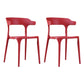 Contemporary Stackable Chairs Dining Open Back Armless Chairs with Plastic Legs Red 2 Piece Set Clearhalo 'Dining Chairs' 'Dining Tables & Seating' 'dining_chair' 'furn' 'furn_dining_chair' 'Furniture' 'furniture_dining_chair' 'Kitchen & Dining Furniture' 4746386