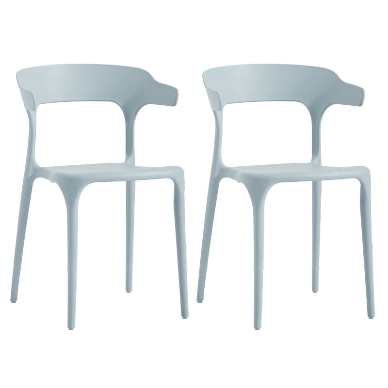 Contemporary Stackable Chairs Dining Open Back Armless Chairs with Plastic Legs Light Gray 2 Piece Set Clearhalo 'Dining Chairs' 'Dining Tables & Seating' 'dining_chair' 'furn' 'furn_dining_chair' 'Furniture' 'furniture_dining_chair' 'Kitchen & Dining Furniture' 4746389