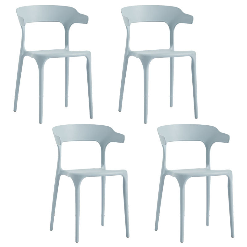 Contemporary Stackable Chairs Dining Open Back Armless Chairs with Plastic Legs Light Gray 4 Piece Set Clearhalo 'Dining Chairs' 'Dining Tables & Seating' 'dining_chair' 'furn' 'furn_dining_chair' 'Furniture' 'furniture_dining_chair' 'Kitchen & Dining Furniture' 4746390