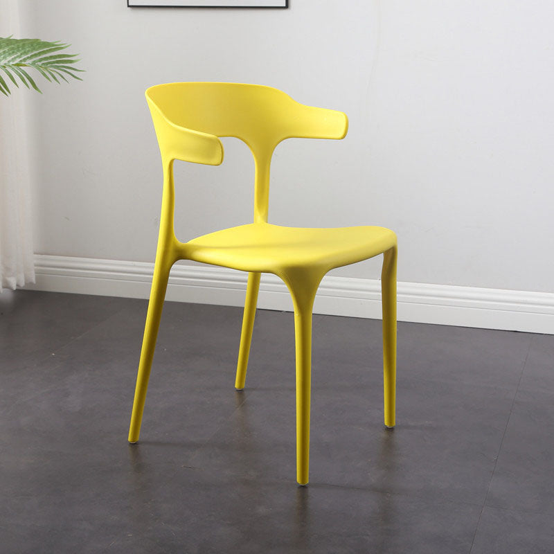 Contemporary Stackable Chairs Dining Open Back Armless Chairs with Plastic Legs Yellow 1 Piece Clearhalo 'Dining Chairs' 'Dining Tables & Seating' 'dining_chair' 'furn' 'furn_dining_chair' 'Furniture' 'furniture_dining_chair' 'Kitchen & Dining Furniture' 4746391