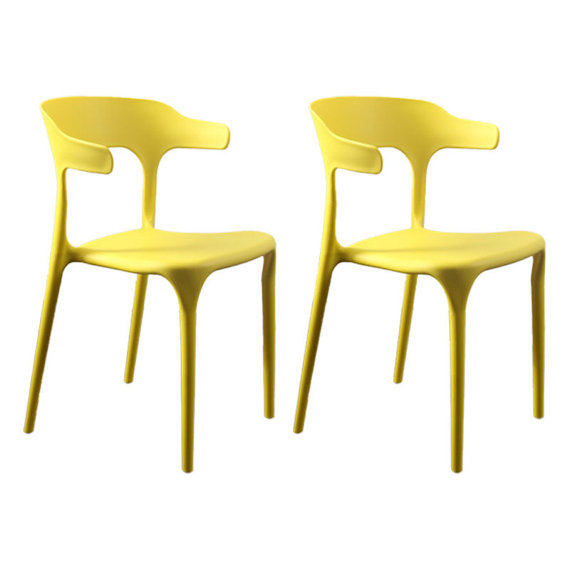 Contemporary Stackable Chairs Dining Open Back Armless Chairs with Plastic Legs Yellow 2 Piece Set Clearhalo 'Dining Chairs' 'Dining Tables & Seating' 'dining_chair' 'furn' 'furn_dining_chair' 'Furniture' 'furniture_dining_chair' 'Kitchen & Dining Furniture' 4746392