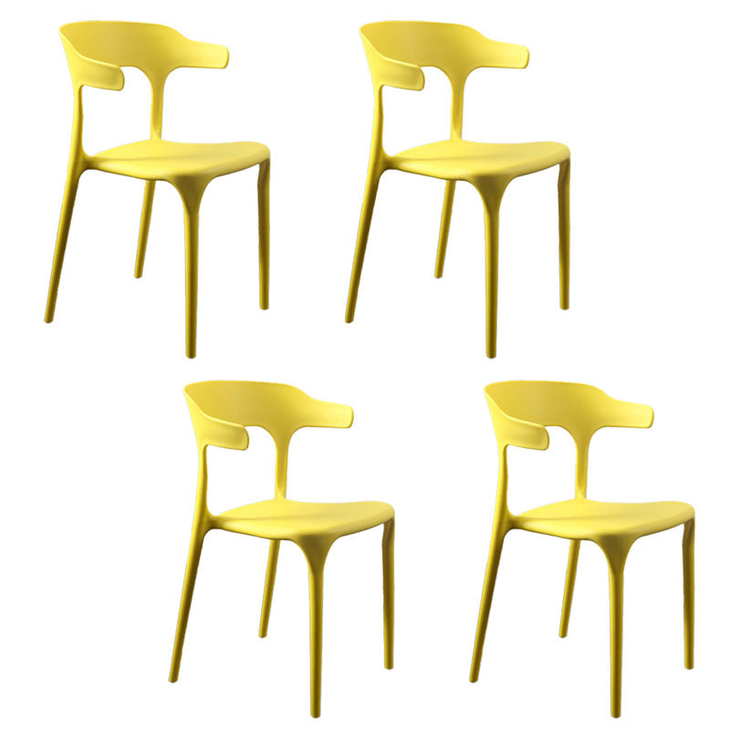 Contemporary Stackable Chairs Dining Open Back Armless Chairs with Plastic Legs Yellow 4 Piece Set Clearhalo 'Dining Chairs' 'Dining Tables & Seating' 'dining_chair' 'furn' 'furn_dining_chair' 'Furniture' 'furniture_dining_chair' 'Kitchen & Dining Furniture' 4746393