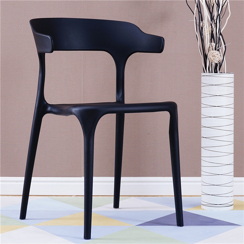 Contemporary Stackable Chairs Dining Open Back Armless Chairs with Plastic Legs Black 1 Piece Clearhalo 'Dining Chairs' 'Dining Tables & Seating' 'dining_chair' 'furn' 'furn_dining_chair' 'Furniture' 'furniture_dining_chair' 'Kitchen & Dining Furniture' 4746394