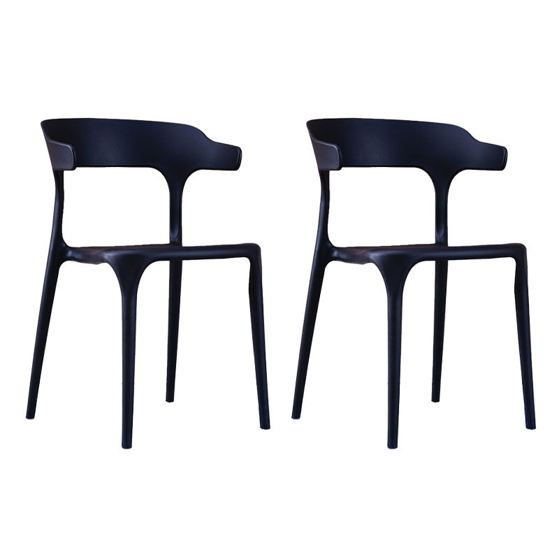 Contemporary Stackable Chairs Dining Open Back Armless Chairs with Plastic Legs Black 2 Piece Set Clearhalo 'Dining Chairs' 'Dining Tables & Seating' 'dining_chair' 'furn' 'furn_dining_chair' 'Furniture' 'furniture_dining_chair' 'Kitchen & Dining Furniture' 4746395