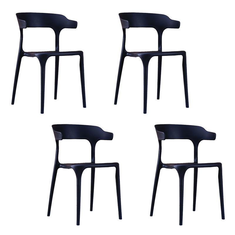 Contemporary Stackable Chairs Dining Open Back Armless Chairs with Plastic Legs Black 4 Piece Set Clearhalo 'Dining Chairs' 'Dining Tables & Seating' 'dining_chair' 'furn' 'furn_dining_chair' 'Furniture' 'furniture_dining_chair' 'Kitchen & Dining Furniture' 4746396